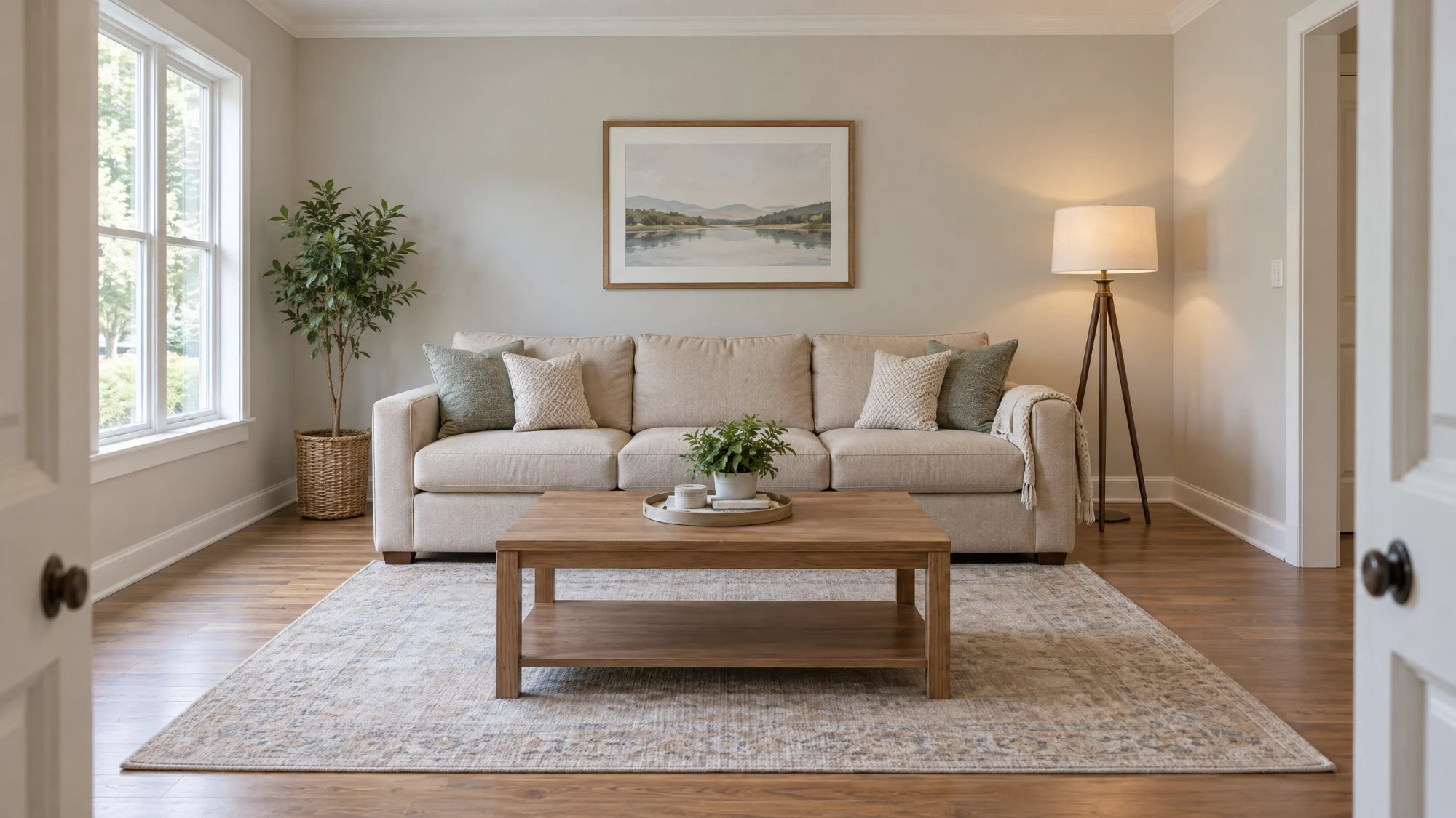 Living room after water damage restoration